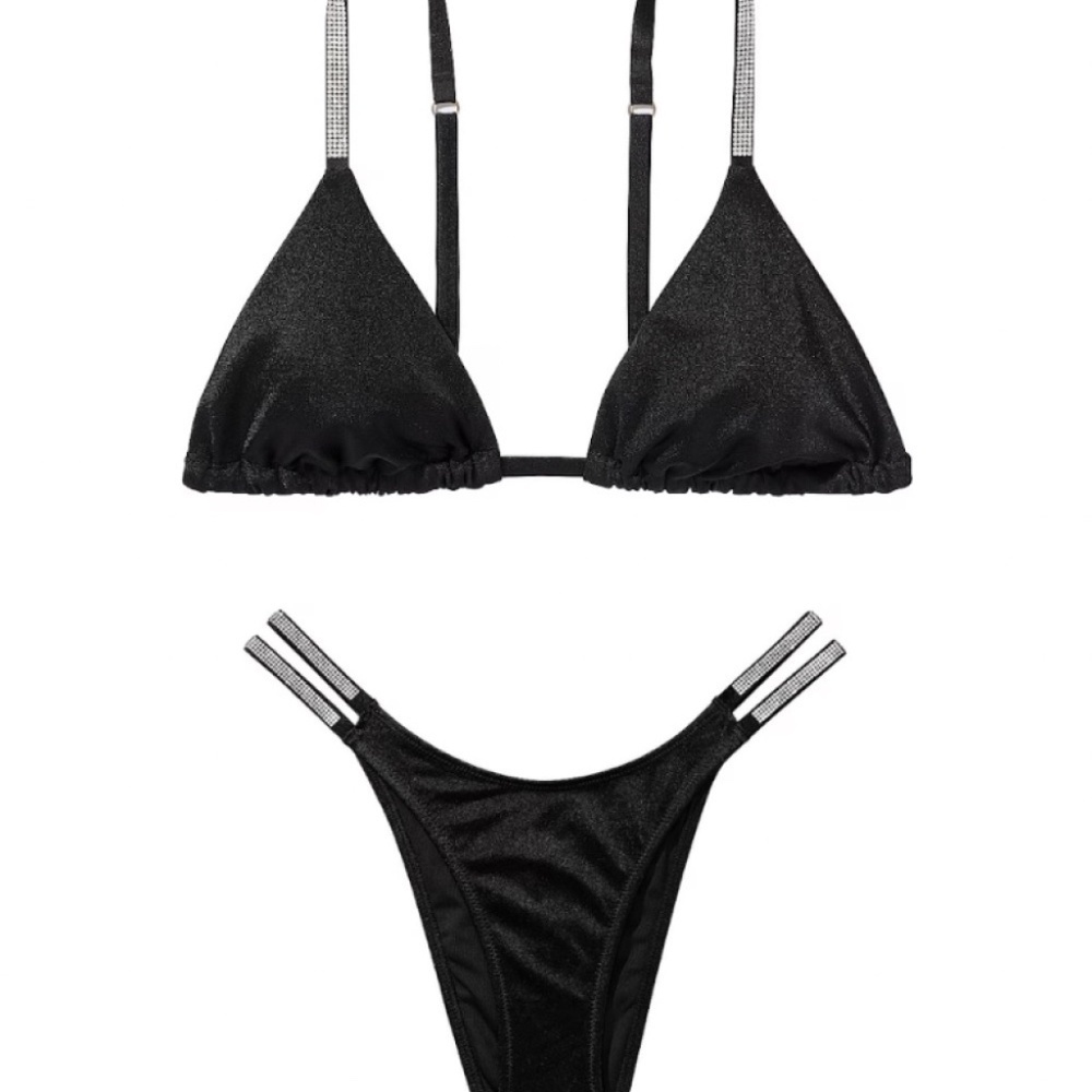 New! Victoria's Secret Shine Strap Triangle Top Double Shine Bottom 45607